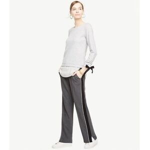 Ann Taylor Side Stripe Track Pants Gray Black Large